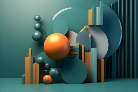 An abstract background adorned with a multitude of colorful geometric shapes, including circles and spirals, creating a lively and captivating visual composition.のイラスト素材