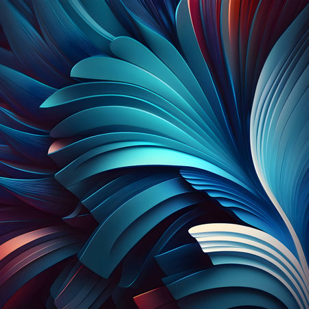 An abstract background wallpaper showcasing waves and curves in shades of turquoise, creating a...