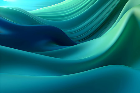 An abstract background characterized by serene waves of blue-green color, creating a visually soothing and captivating design.のイラスト素材