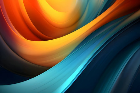 An abstract background characterized by undulating waves of blue and orange colors, resulting in a visually captivating and dynamic design.のイラスト素材