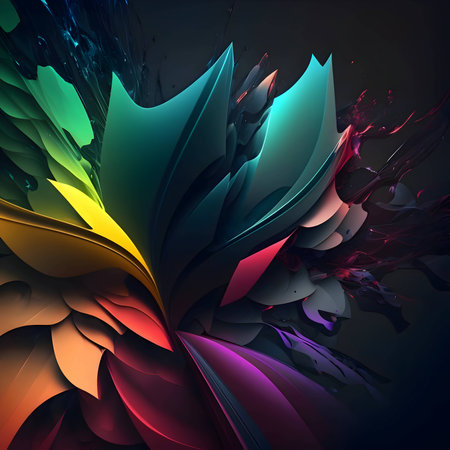 Vibrant abstract wallpaper blending diverse colors and shapes, creating a visually dynamic and captivating design.のイラスト素材