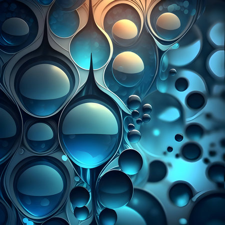 An abstract background wallpaper adorned with turquoise bubbles, creating a visually captivating and...