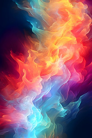 Red and blue smoke intertwine to form an abstract background wallpaper with a visually captivating and mysterious design.のイラスト素材