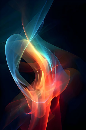 Red and blue smoke intertwine to form an abstract background wallpaper with a visually captivating and mysterious design.のイラスト素材