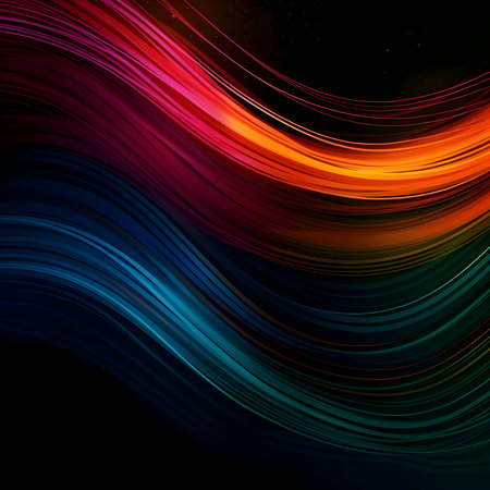 Colorful lines and waves create a visually captivating abstract background wallpaper, adding vibrancy and dynamism to the design.のイラスト素材