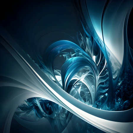 An abstract background wallpaper showcasing waves and curves in shades of turquoise, creating a visually captivating and dynamic design.のイラスト素材