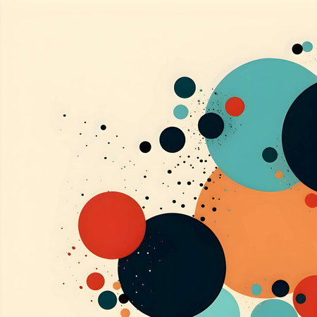 A retro space Bauhaus-style graphic design creates a captivating background wallpaper banner with a unique blend of aesthetics.のイラスト素材