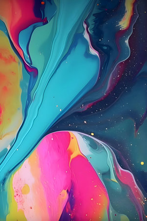 Colorful and elegantly flowing liquid paint creates a captivating abstract background wallpaper, blending vibrant energy with artistic finesse.のイラスト素材