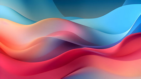 An abstract wallpaper featuring amorphous and colorful panoramic waves, creating a visually captivating and dynamic design.のイラスト素材