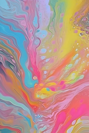 Colorful and elegantly flowing liquid paint creates a captivating abstract background wallpaper, blending vibrant energy with artistic finesse.のイラスト素材