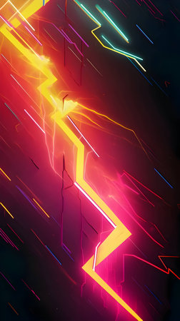 An abstract background wallpaper featuring a vibrant lightning design in an array of colors.のイラスト素材