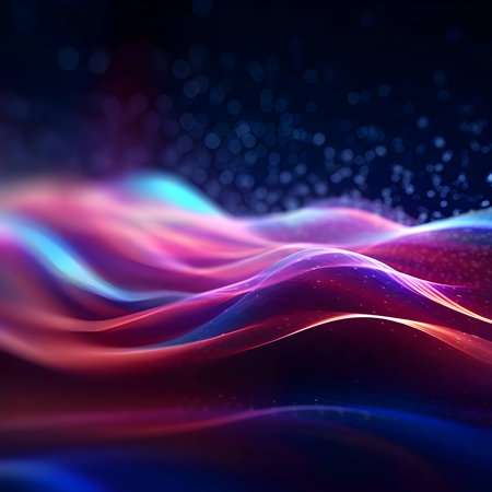 A 3D modern tech abstract background wallpaper featuring a technological wave design, merging innovation and aesthetics.のイラスト素材