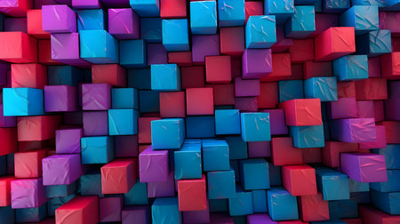 Colorful 3D cubes create a captivating and dynamic abstract background wallpaper, adding depth and...