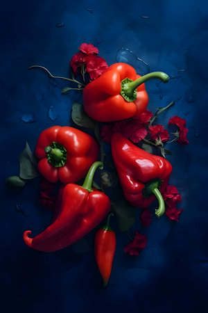 An abstract background wallpaper adorned with red hot chili peppers, creating a visually striking and spicy composition.のイラスト素材
