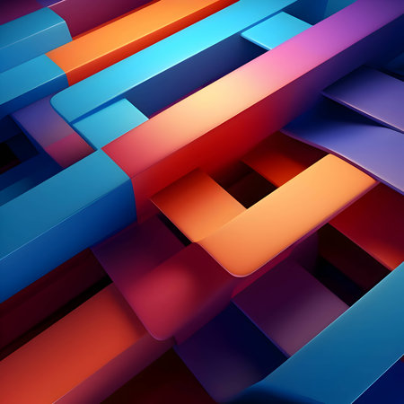 Colorful 3D cubes create a captivating and dynamic abstract background wallpaper, adding depth and...