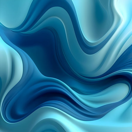 Blue pastel liquid forms gentle waves, creating a serene and captivating abstract background wallpaper.のイラスト素材