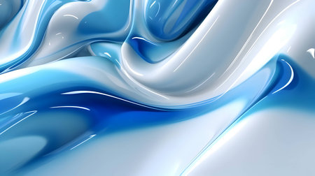 Blue and white pastel liquid blend into tranquil waves, shaping a serene and captivating abstract background wallpaper.のイラスト素材