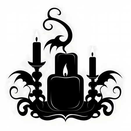 Vector illustration of a candle holder in black silhouette against a clean white background, capturing graceful forms.のイラスト素材