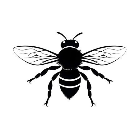 Vector illustration of a fly, wasp, bee in black silhouette against a clean white background, capturing graceful forms.のイラスト素材