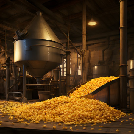 Corn cob processing plant. Corn as a dish of thanksgiving for the harvest. An atmosphere of joy and celebration.の写真素材