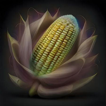 Cob of corn with green leaf old dark uniform background. Corn as a dish of thanksgiving for the...
