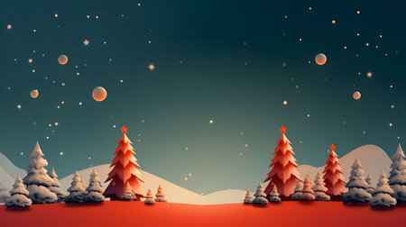 Illustration of a Christmas tree against the background of the night sky. Christmas card as a symbol...