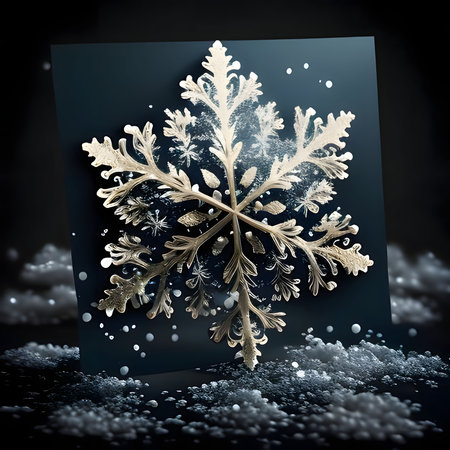 Christmas card snowflake. Christmas card as a symbol of remembrance of the birth of the savior. A Time of Joy and Celebration.の写真素材