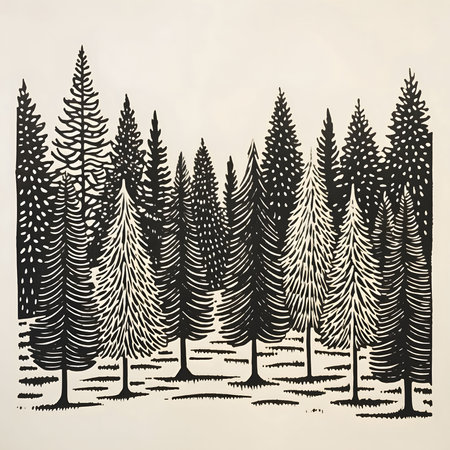 Black and White coloring book, pine trees. Xmas tree as a symbol of Christmas of the birth of the Savior. A time of joy and celebration.の写真素材