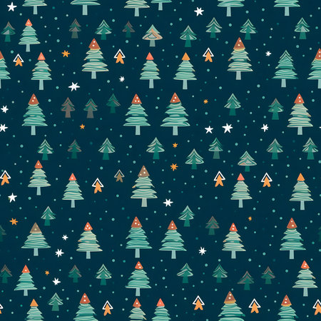 Elegant and modern. Trees and christmas trees as abstract background, wallpaper, banner, texture design with pattern - vector. Dark colors.の素材
