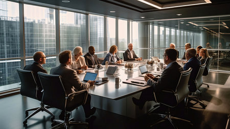 Employees at a table in the office while brainstorming work on a joint project. March as Employee...