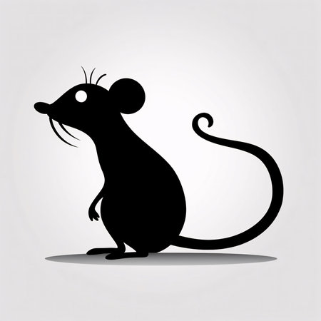 Vector illustration of a mouse in black silhouette against a clean white background, capturing graceful forms of this vector.の写真素材