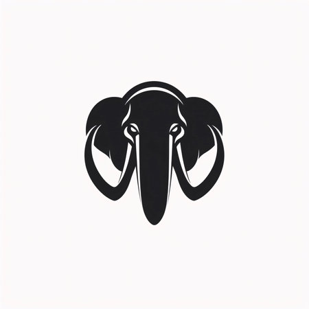 Vector illustration of an elephant in black silhouette against a clean white background, capturing graceful forms of this vector.のイラスト素材