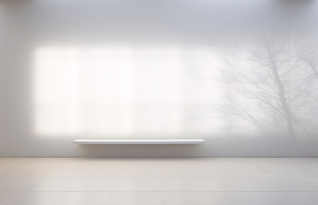 A white blank wall and a bench, a place to promote your own content.Silhouette concept, tattoo artist.の写真素材