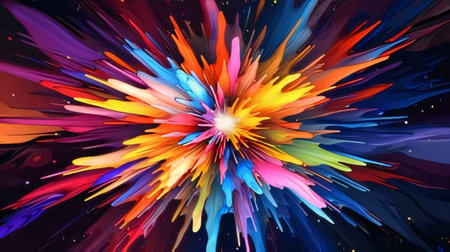 Abstract background design: abstract background with multicolored explosion on a black background.の写真素材