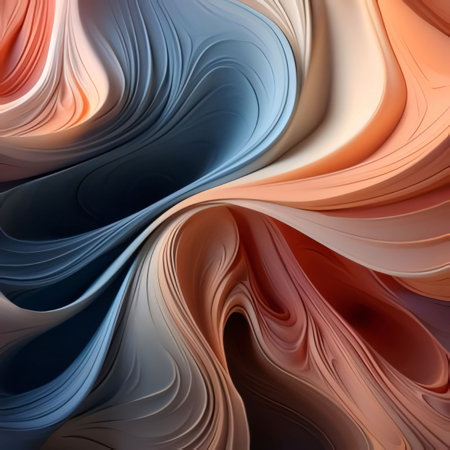 Abstract background design: abstract background with smooth wavy lines in orange and blue colorsの写真素材