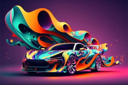 Abstract background design: Abstract futuristic background with colorful car. Vector illustration. Eps 10.の写真素材