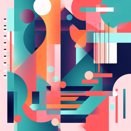 Abstract background design: Abstract geometric background with overlapping rounded shapes and lines. Vector illustration.の写真素材