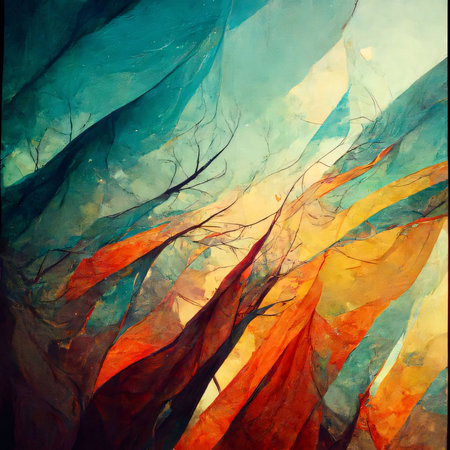 Abstract background design: Abstract watercolor background with multicolored layers. Oil painting style.の写真素材