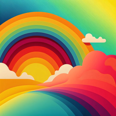 Abstract background design: Rainbow background with clouds and sun. Vector illustration. Eps 10の写真素材