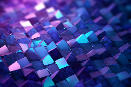 Abstract background design: Abstract background with blue glass cubes. 3d render. Square shape.