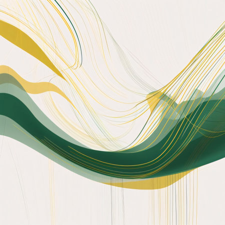 Abstract background design: abstract background with waves and lines in green, yellow and white colorsの写真素材