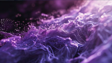 Abstract background design: 3d rendering of abstract glittering particles with depth of field and bokeh. Futuristic background with glowing particles.の写真素材