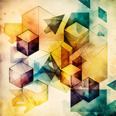 Abstract background design: Abstract geometric watercolor background with triangles and dots....