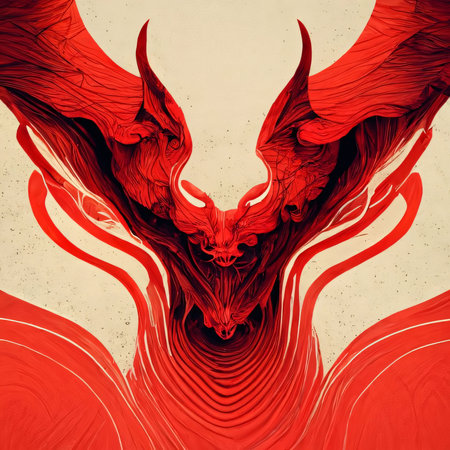 Abstract background design: Red dragon on grunge background. 3D rendering. Computer digital drawing.の写真素材