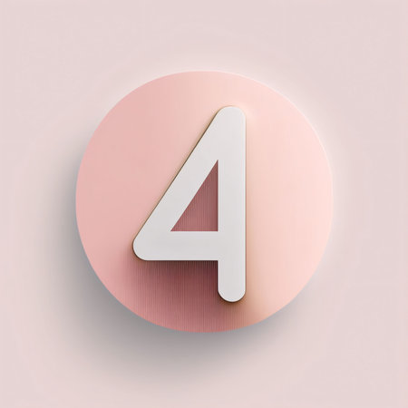 Graphic numbers: Number 4, 3d render font in pastel pink circle with shadowの写真素材