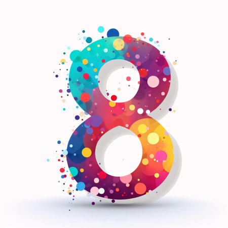 Graphic numbers: 8 number, colorful vector design. 8 number on white background.の写真素材