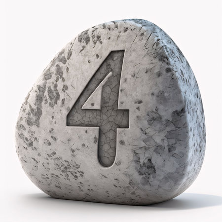 Graphic numbers: number 4 on a white background, 3d render, computer generated imagesの写真素材