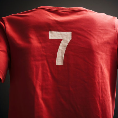 Graphic numbers: soccer jersey or football t-shirt with number 7 on black background