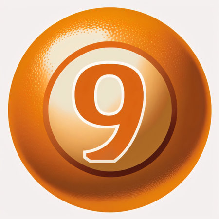 Graphic numbers: Number 9 icon on the ball. Vector illustration. Eps 10.の写真素材