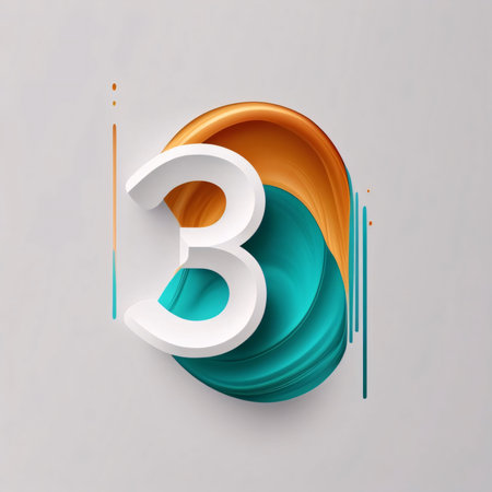 Graphic numbers: 3d number with abstract background. Vector illustration. Eps 10.